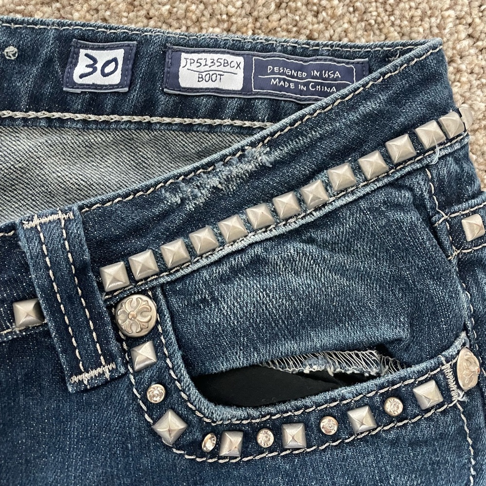 “Miss Me” heavily embellished Distressed Women's Jeans - Picture 3 of 6